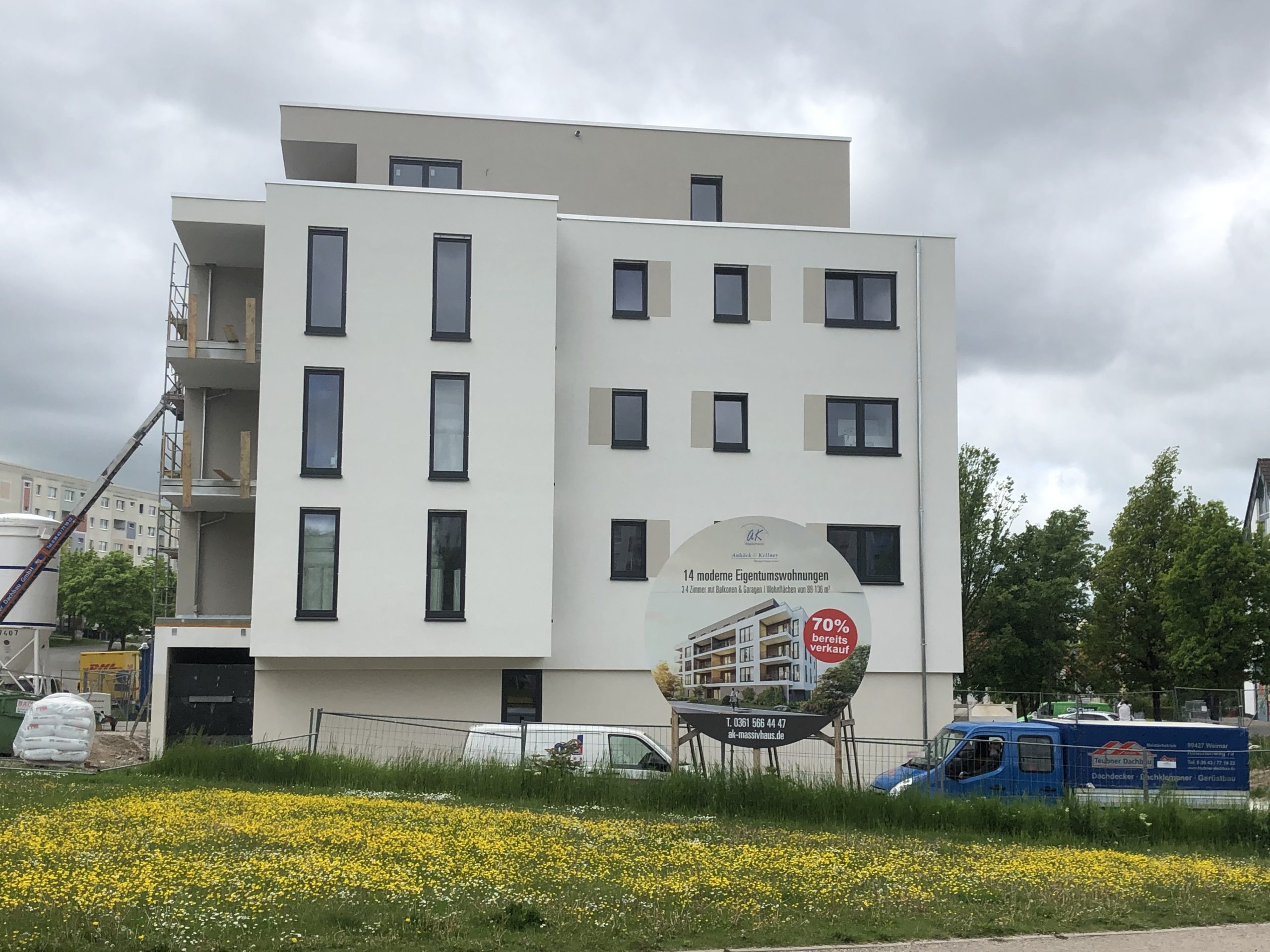 Fassade fertig – Eigentumswohnung in Erfurt – Bau schreitet weiter gut voran